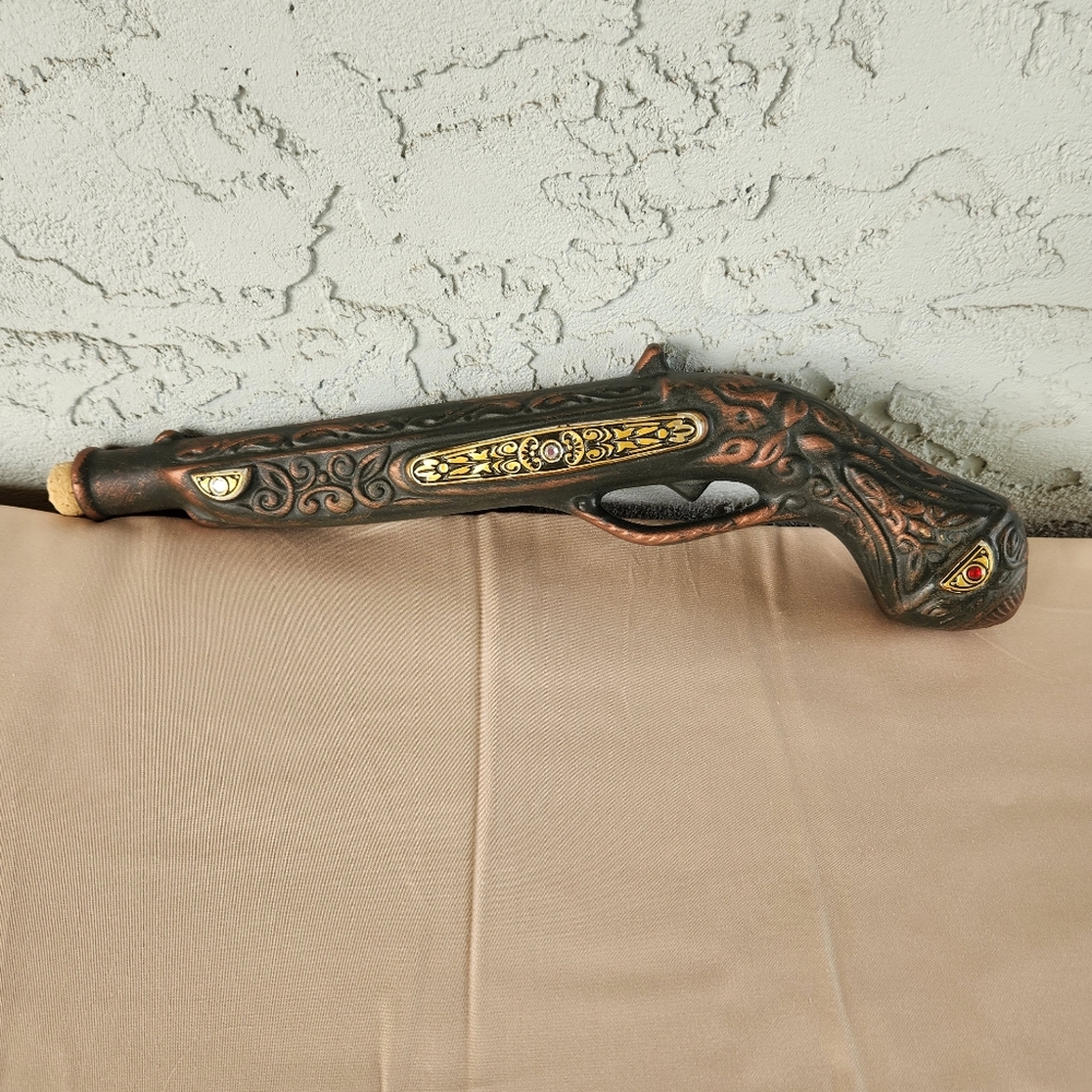 Rare Russian Pistol Decanter – Ornate Vintage Brandy Bottle, Statement Bar Cart